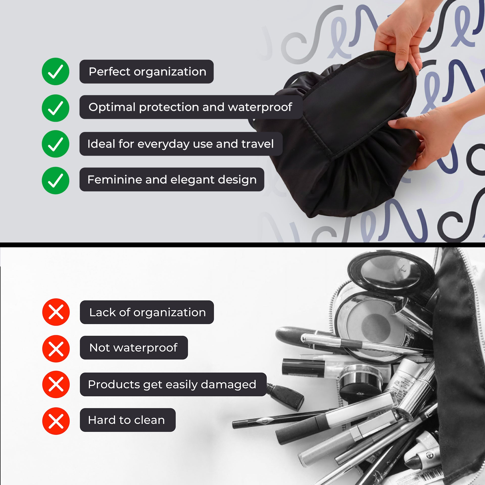 Bundly Foldable Drawstring Makeup Bag