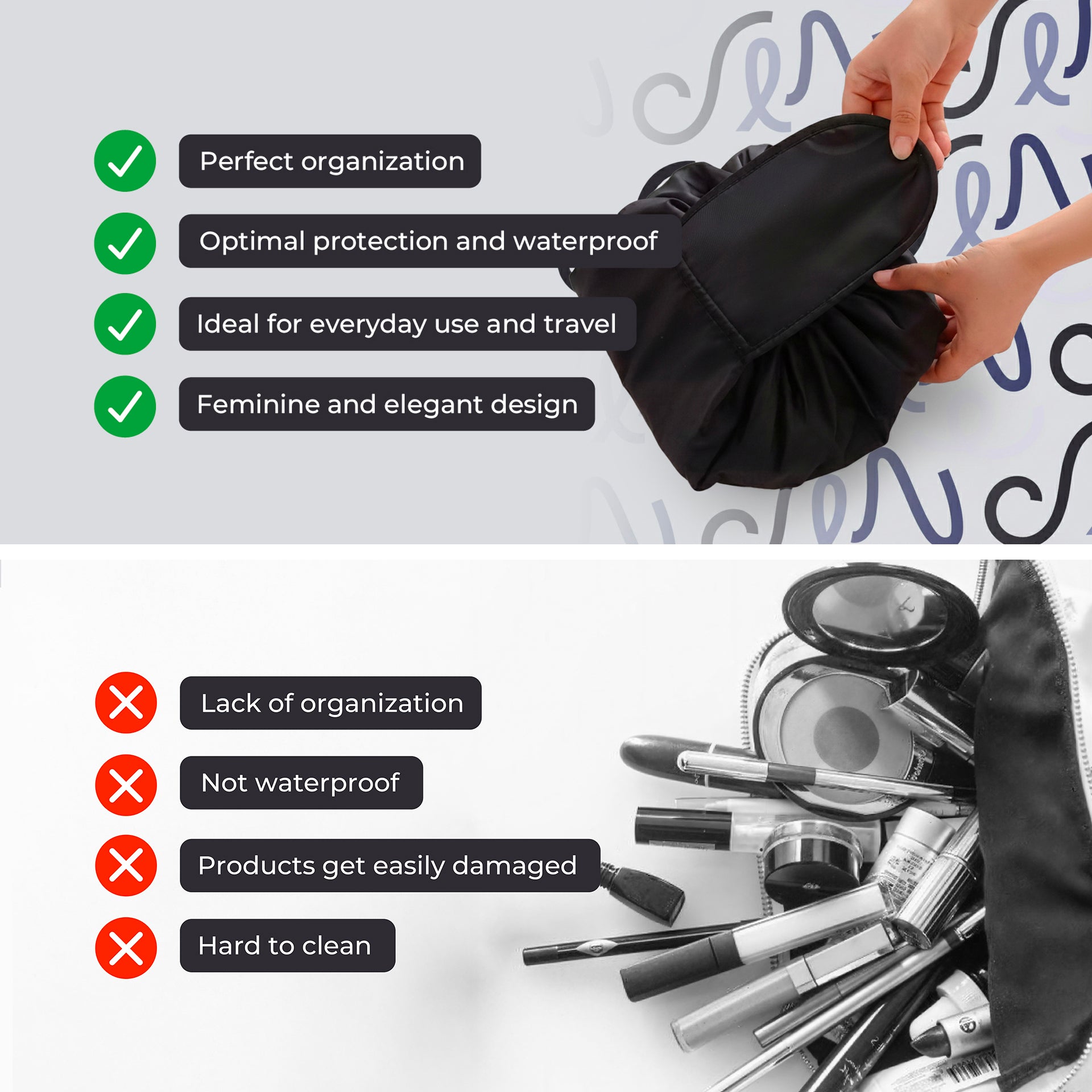 Bundly™ Drawstring Makeup Bag | Say Goodbye to Messy Makeup in Seconds